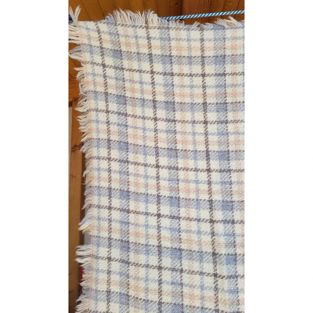 Boyne Valley‎ Weavers Ireland Wool Throw Blanket Plaid Fringe 43x70 Handmade...